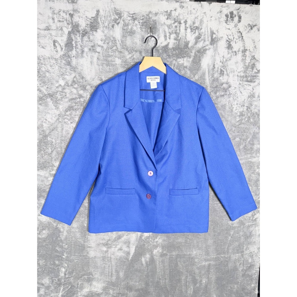 Alfred Dunner Womens Blazer 16P Petite Royal Blue Polyester Pockets